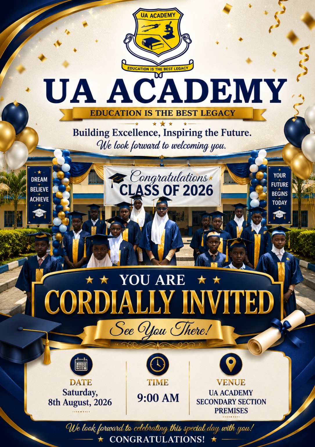 UA Academy graduation invitation